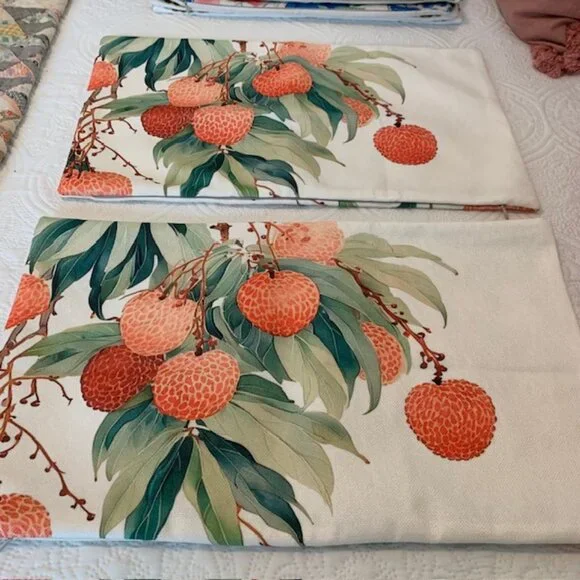 Lychee Fruit Lumber Pillow Covers 12x20" NWOT - Picture 2 of 6